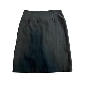 NWT LIME Black Pencil Skirt Women’s Size M Button High Waist Career Office
